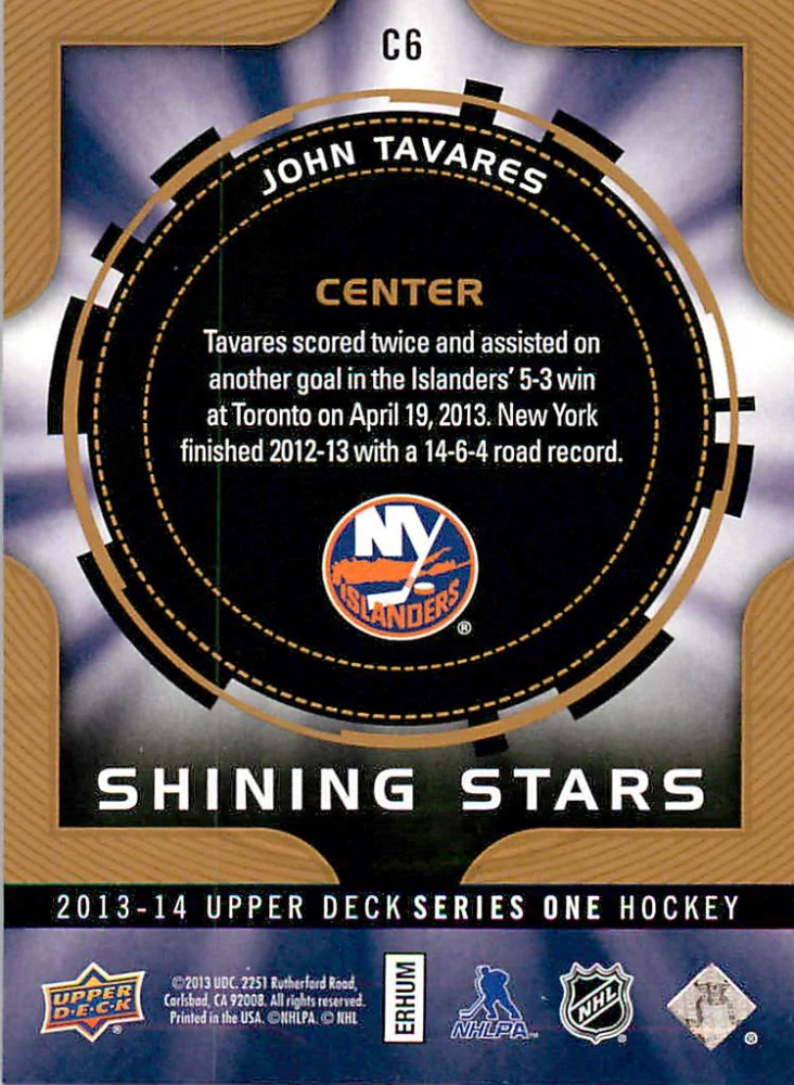 2013-14 UD Series 1 - John Tavares - Shining Stars Center #C6