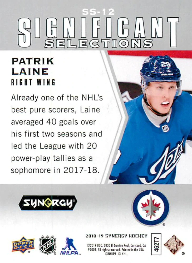 2018-19 UD Synergy - Patrik Laine - Significant Selections #SS-12