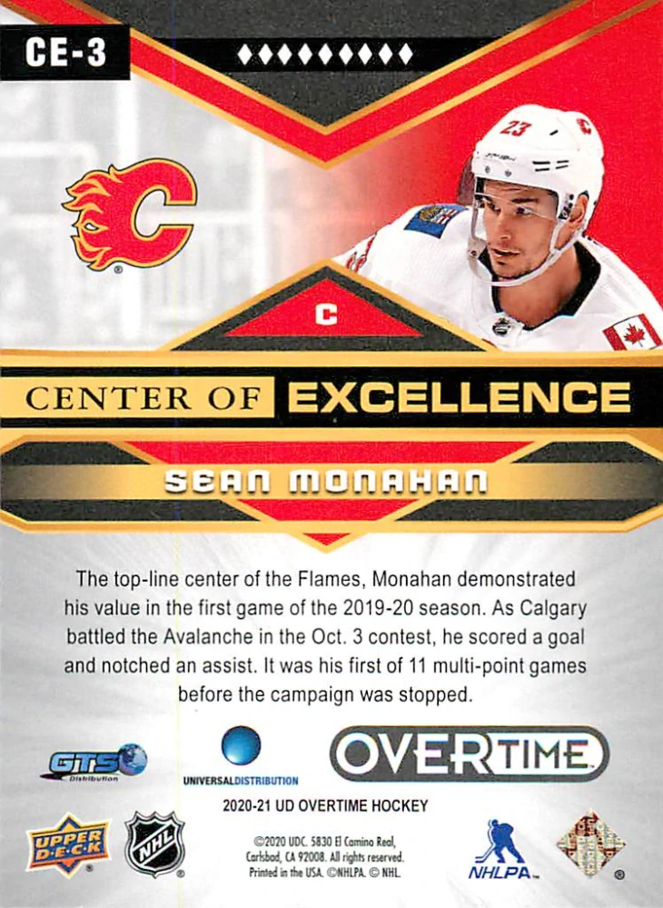 2020-21 UD Overtime - Sean Monahan - Center Of Excellence #CE-3
