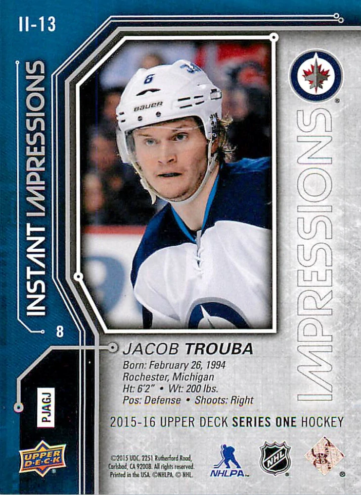 2015-16 UD Series 1 - Jacob Trouba - Instant Impressions #II-13