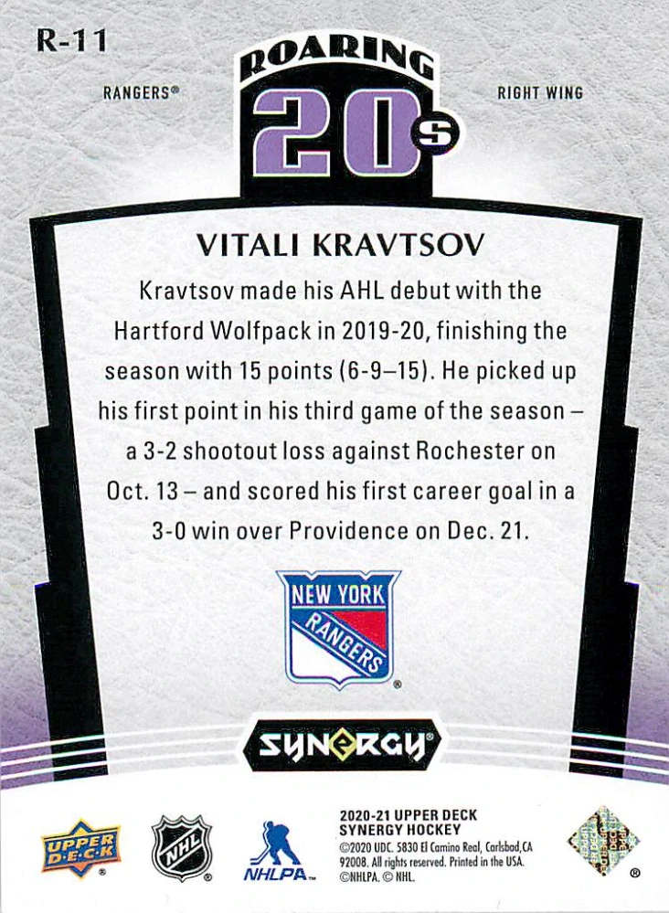 2020-21 UD Synergy - Vitali Kravtsov - Roaring 20s #R-11