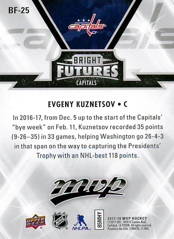 2018-19 UD MVP - Evgeny Kuznetsov - Bright Futures #BF-25
