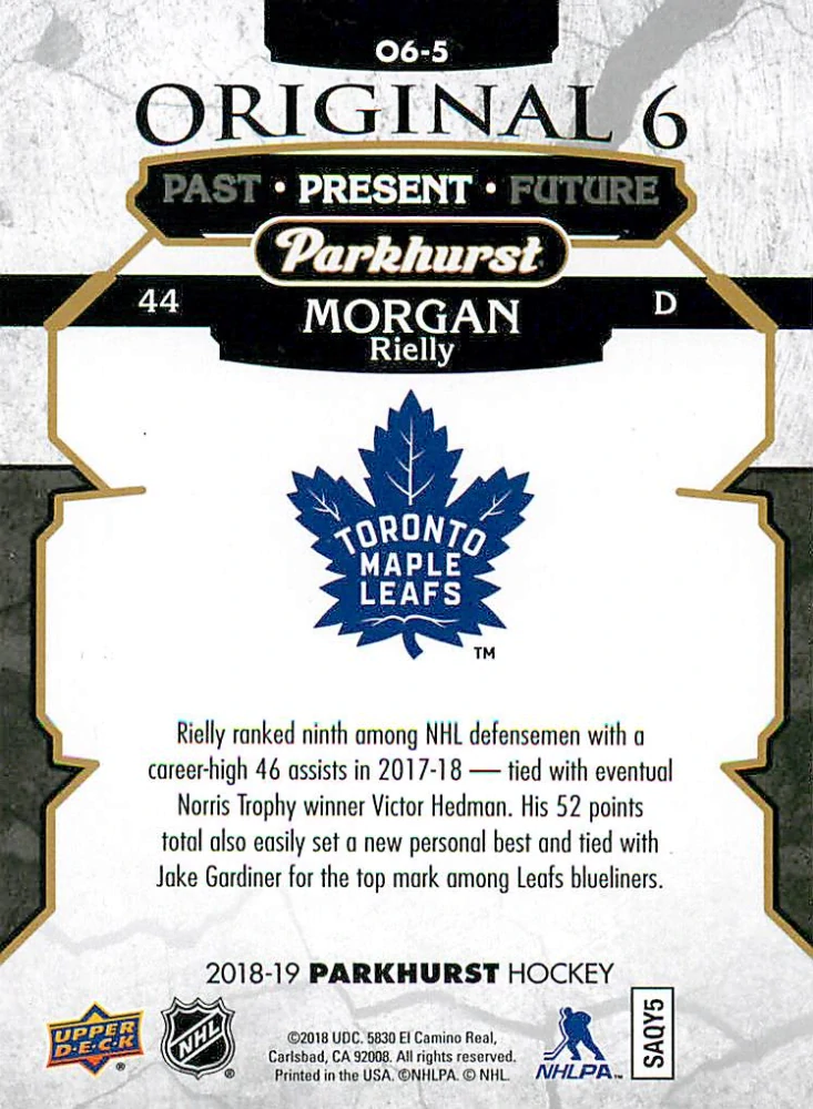 2018-19 UD Parkhurst - Morgan Rielly - Original 6 #O6-5