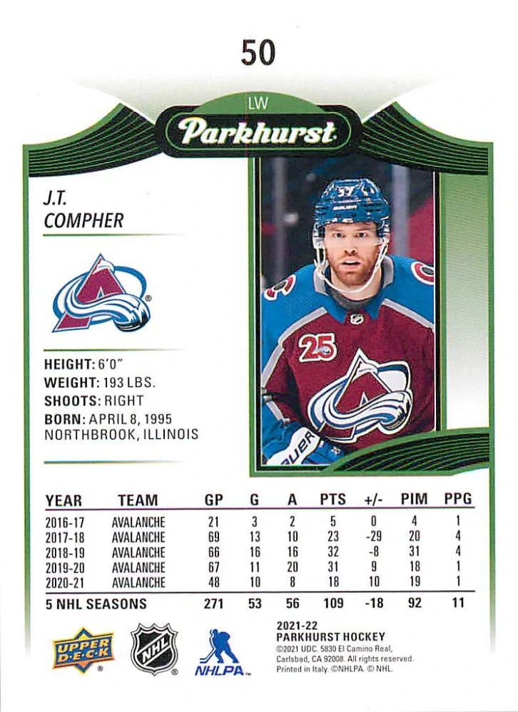 2021-22 UD Parkhurst - J.T. Compher - Retail Silver #50
