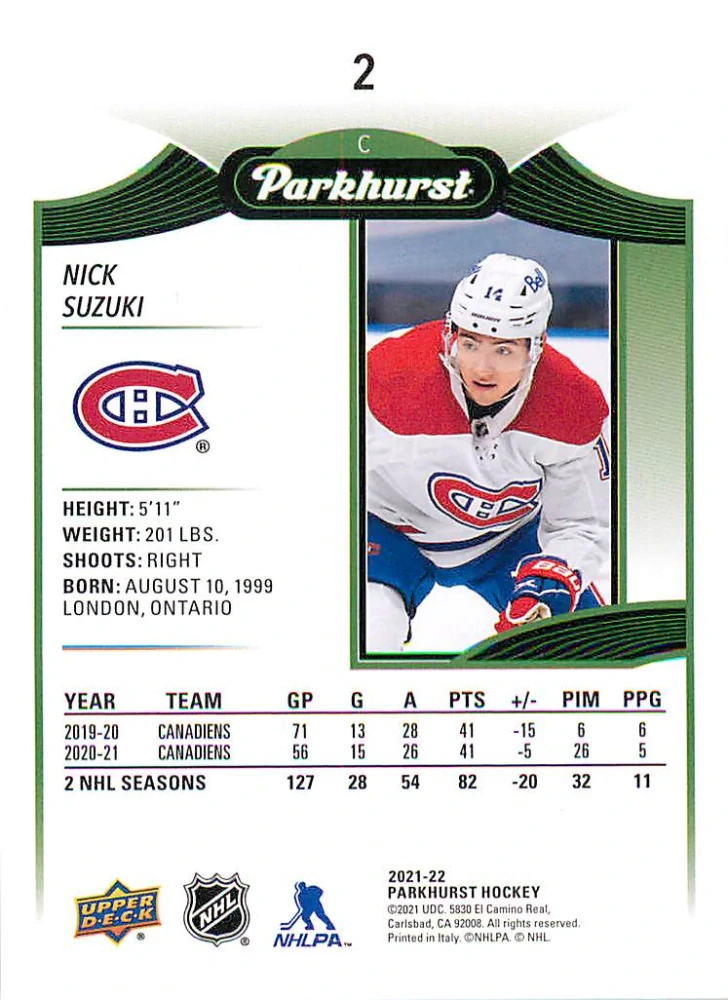 2021-22 UD Parkhurst - Nick Suzuki - Retail Silver #2