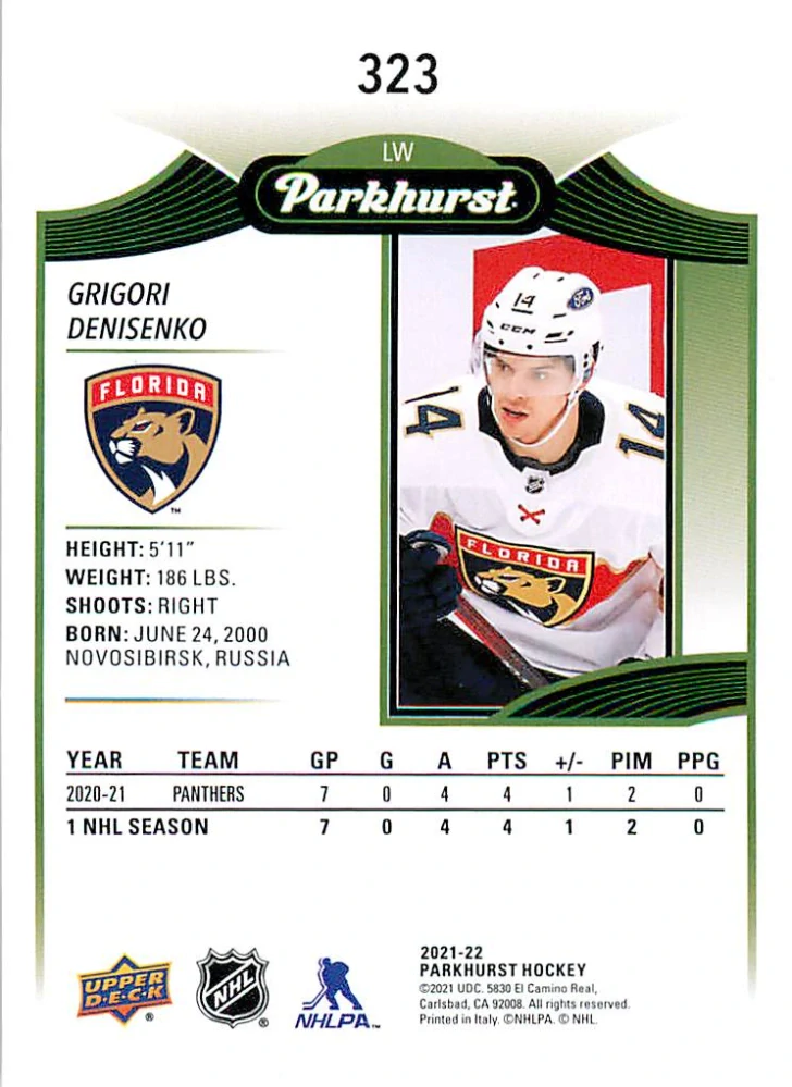 2021-22 UD Parkhurst - Grigori Denisenko - Rookie #323