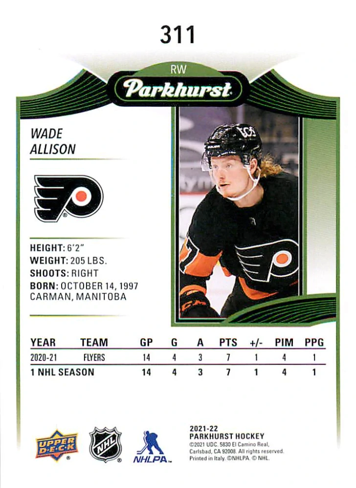 2021-22 UD Parkhurst - Wade Allison - Rookie #311