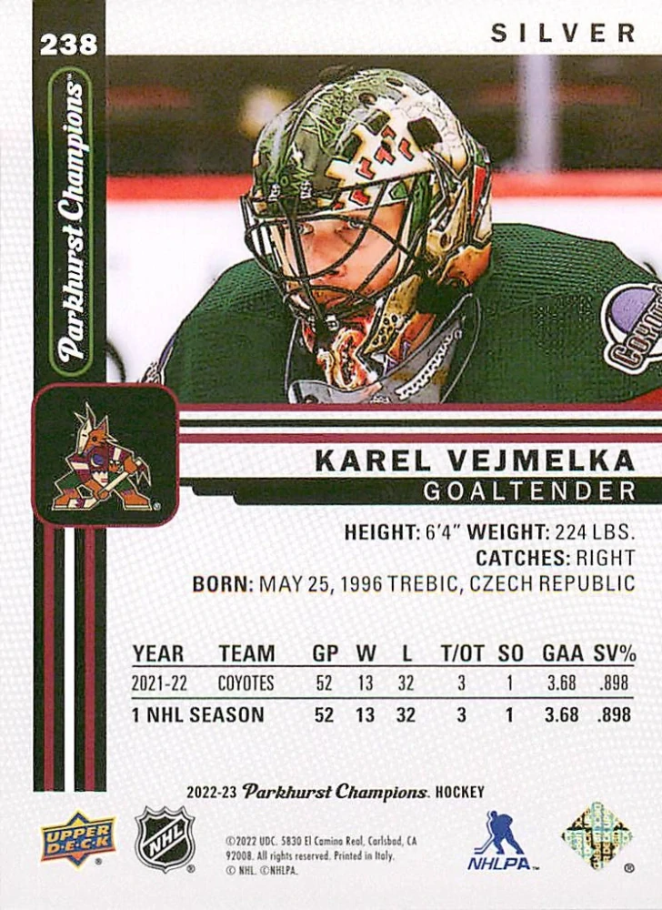 2022-23 UD Parkhurst Champions - Karel Vejmelka - Silver #238