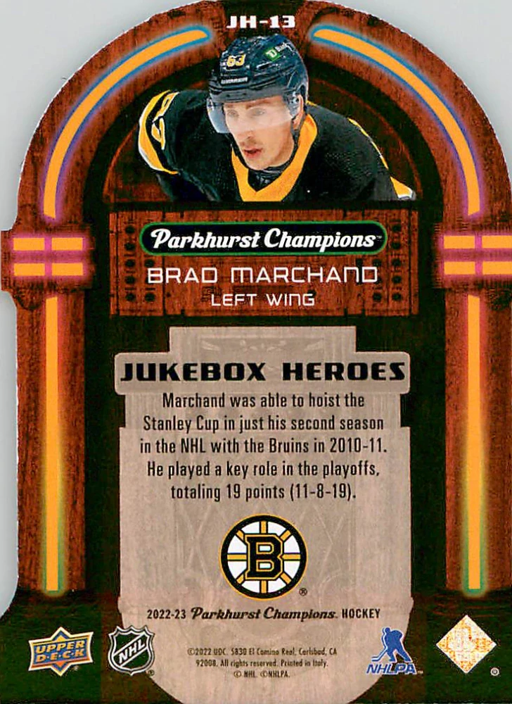 2022-23 UD Parkhurst Champions - Brad Marchand - Jukebox Heroes #JH-13