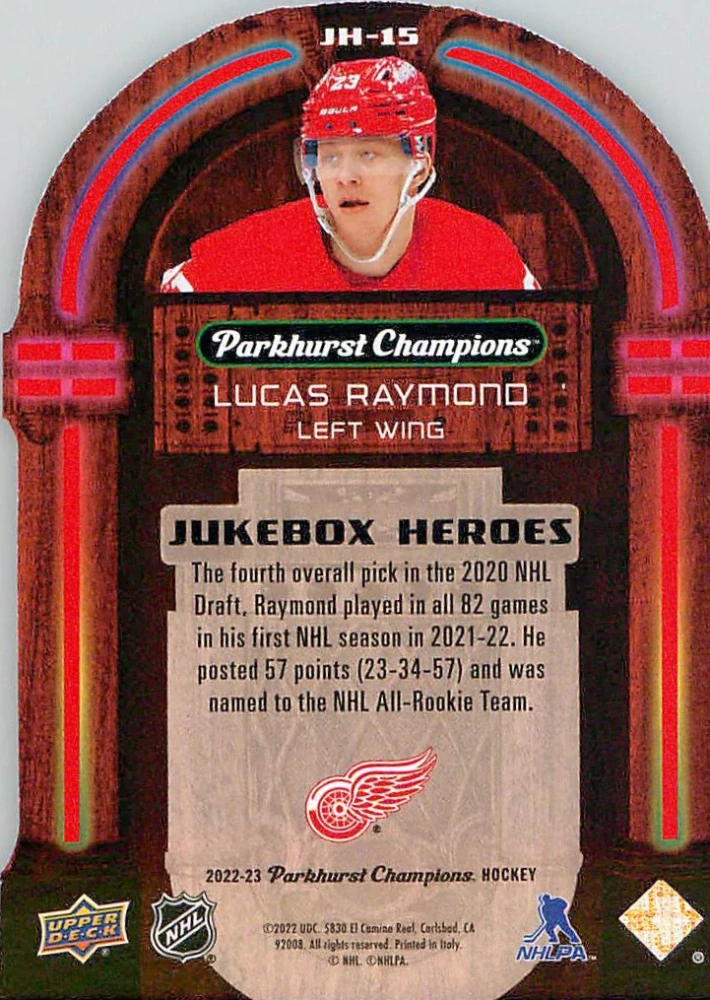 2022-23 UD Parkhurst Champions - Lucas Raymond - Jukebox Heroes #JH-15