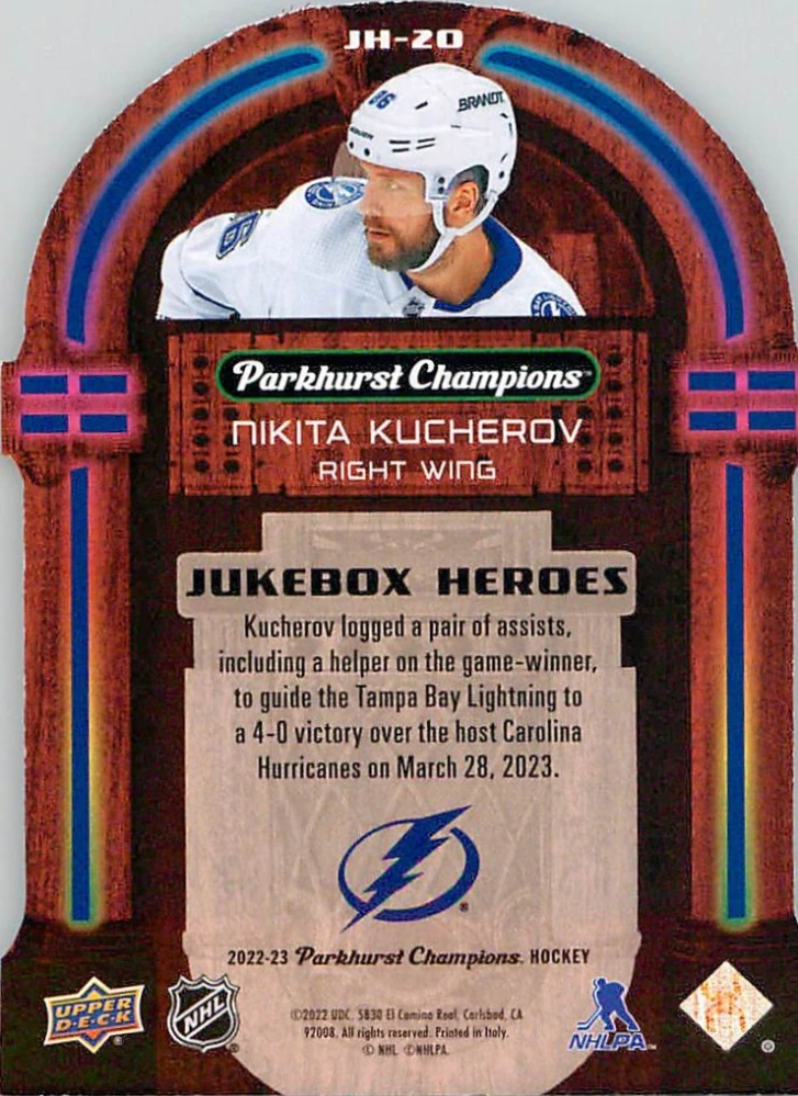 2022-23 UD Parkhurst Champions - Nikita Kucherov - Jukebox Heroes #JH-20