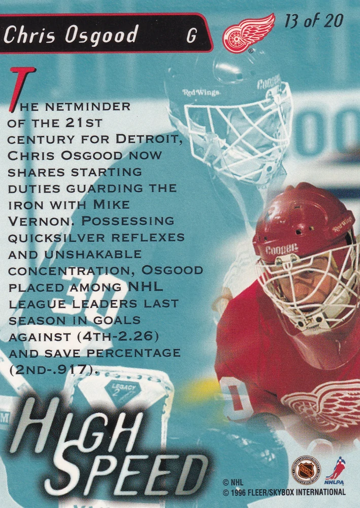 1995-96 Fleer Ultra Extra - Chris Osgood - High Speed #13
