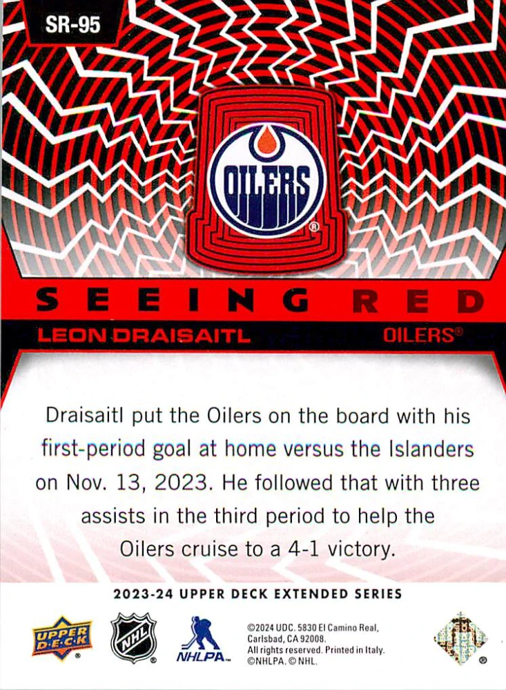 2023-24 UD Extended Series - Leon Draisaitl - Seeing Red #SR-95