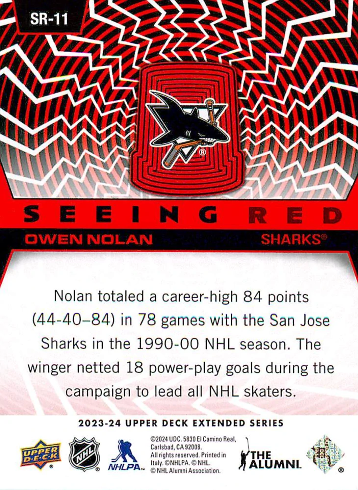 2023-24 UD Extended Series - Owen Nolan - Seeing Red #SR-11