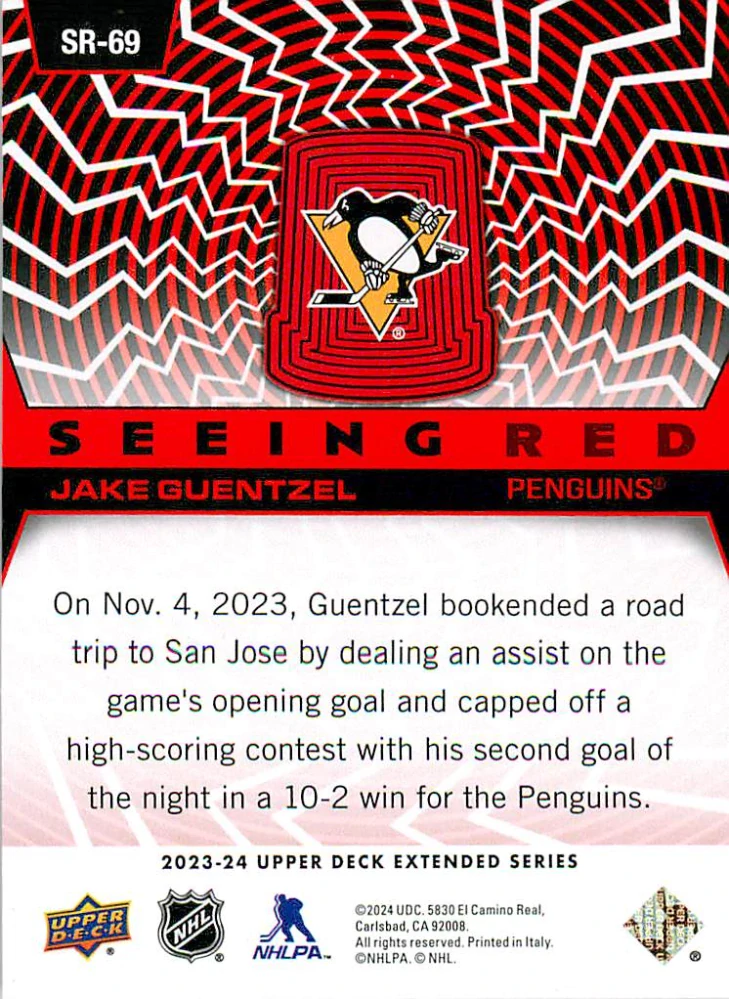 2023-24 UD Extended Series - Jake Guentzel - Seeing Red #SR-69