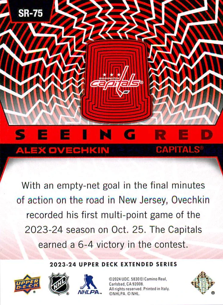 2023-24 UD Extended Series - Alex Ovechkin - Seeing Red #SR-75