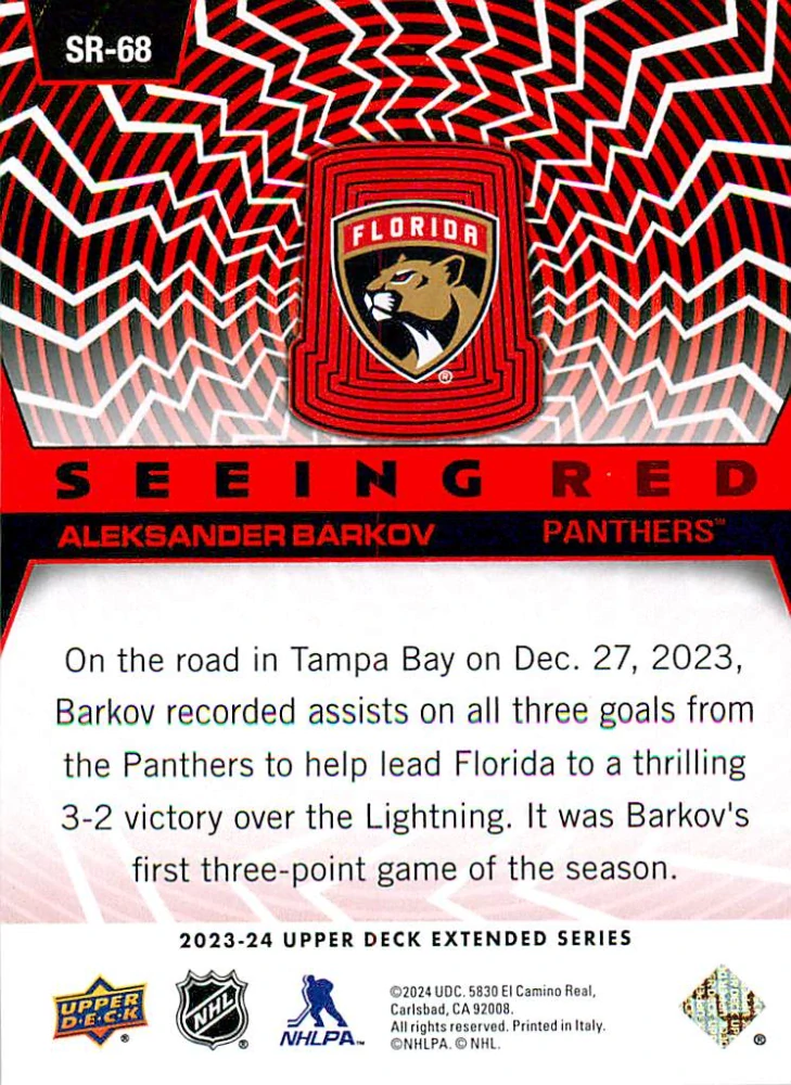 2023-24 UD Extended Series - Aleksander Barkov - Seeing Red #SR-68