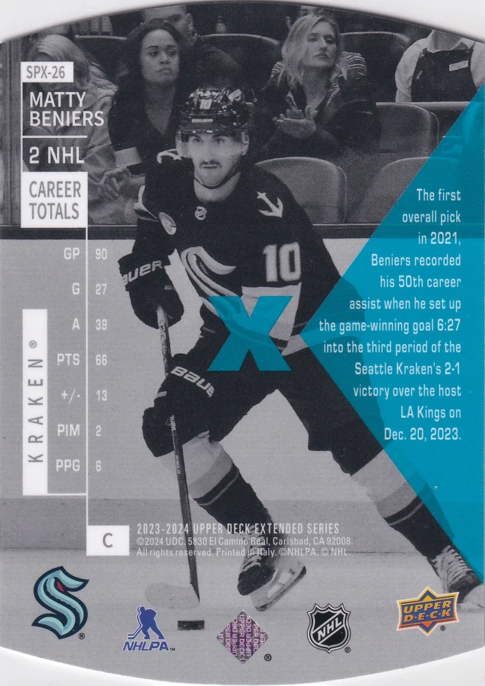 2023-24 UD Extended Series - Matty Beniers - 1997-98 SPx Holoview Retro #SPX-26