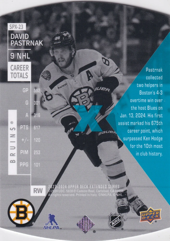 2023-24 UD Extended Series - David Pastrňák - 1997-98 SPx Holoview Retro #SPX-23