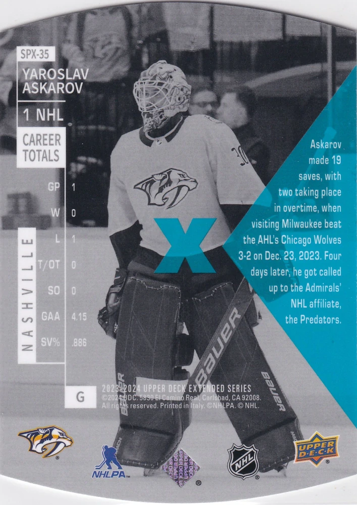 2023-24 UD Extended Series - Yaroslav Askarov - 1997-98 SPx Holoview Retro #SPX-35