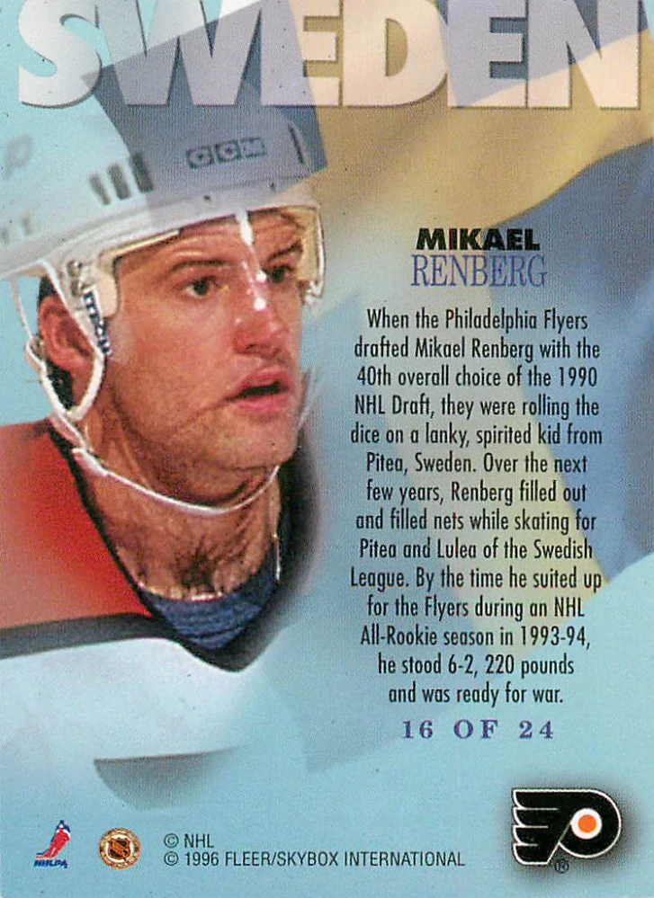 1995-96 Fleer Metal - Mikael Renberg - International Steel #16