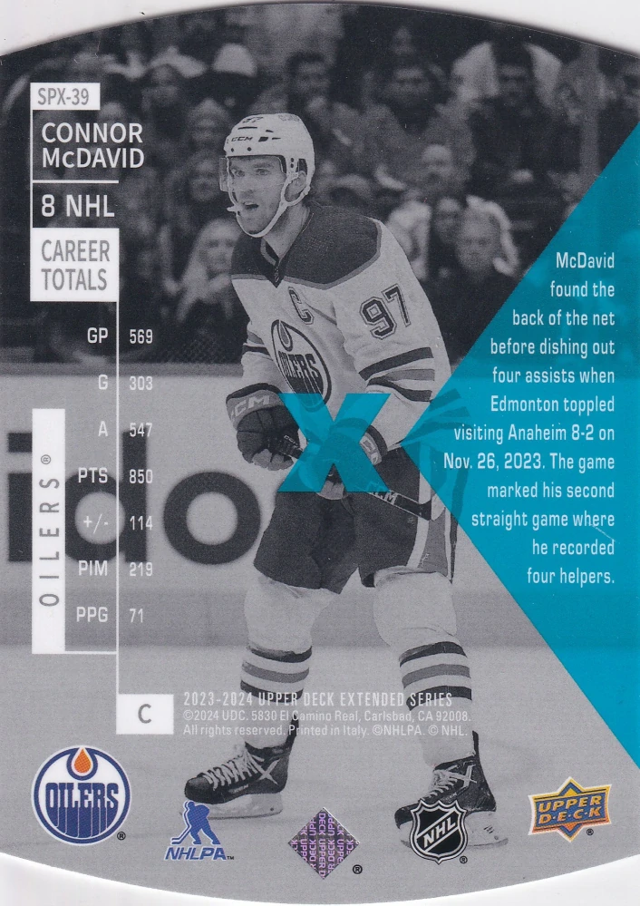 2023-24 UD Extended Series - Connor McDavid - 1997-98 SPx Holoview Retro #SPX-39