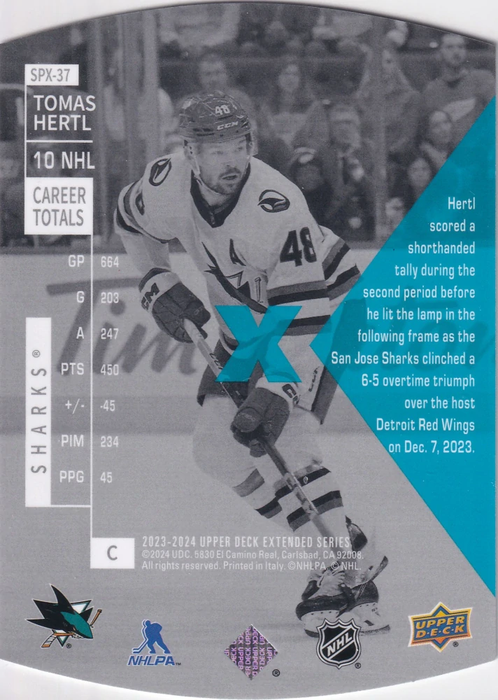 2023-24 UD Extended Series - Tomáš Hertl - 1997-98 SPx Holoview Retro #SPX-37