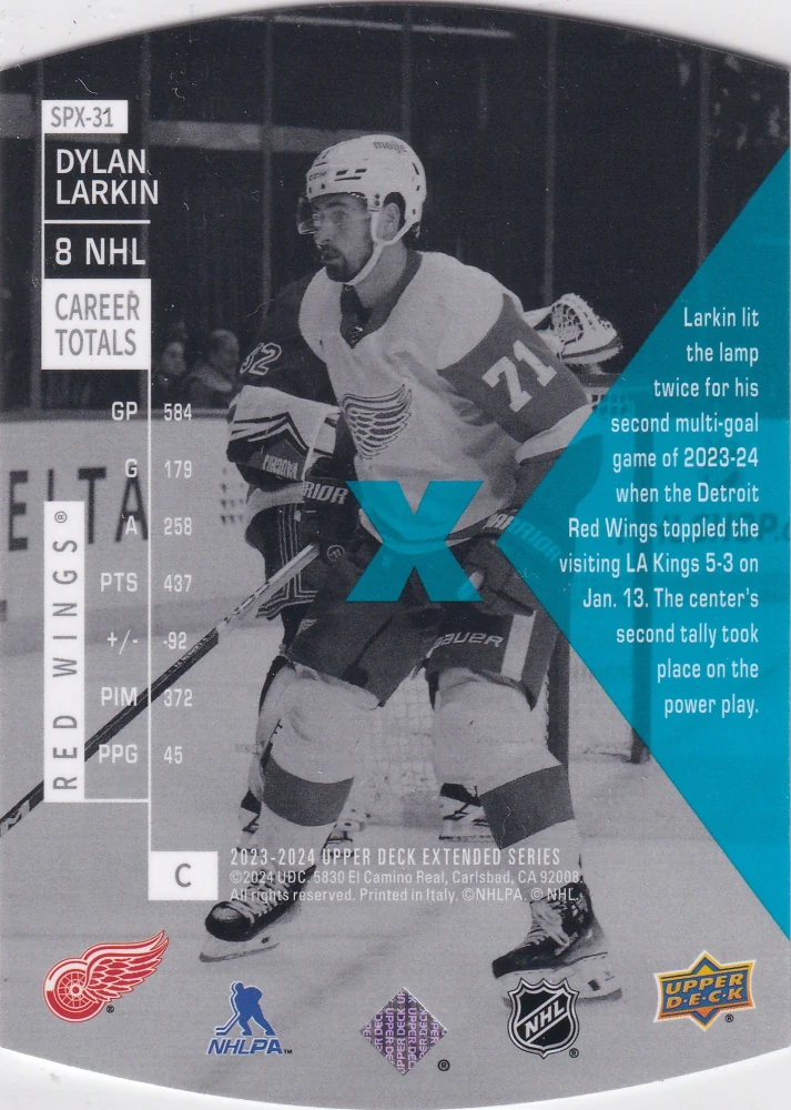 2023-24 UD Extended Series - Dylan Larkin - 1997-98 SPx Holoview Retro #SPX-31