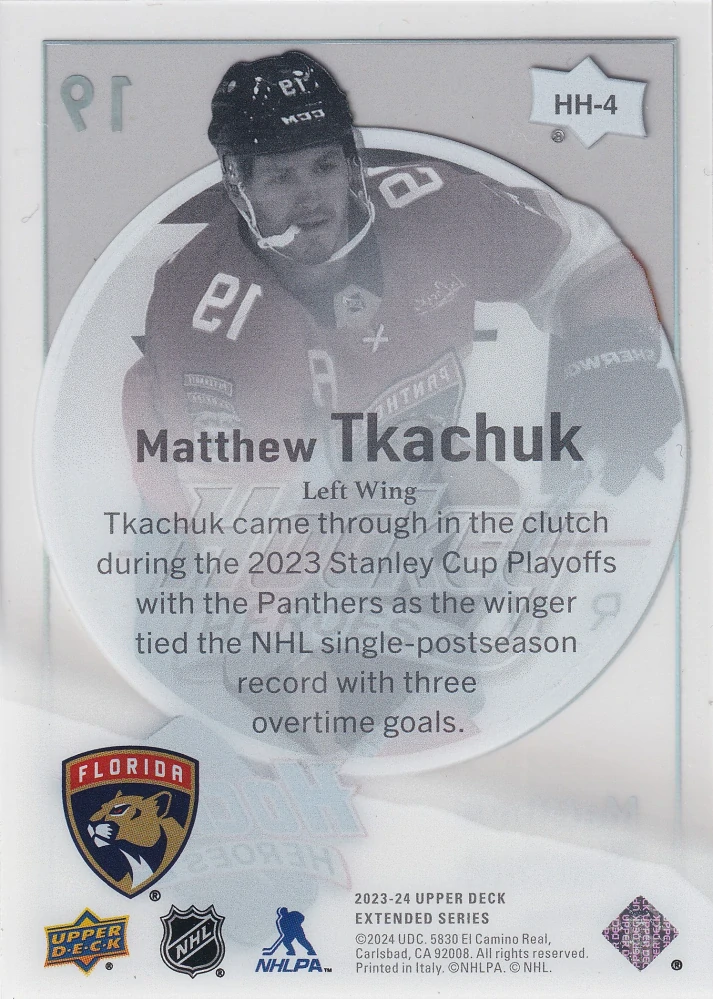 2023-24 UD Extended Series - Matthew Tkachuk - Hockey Heroes #HH-4