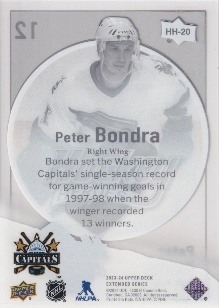 2023-24 UD Extended Series - Peter Bondra - Hockey Heroes #HH-20