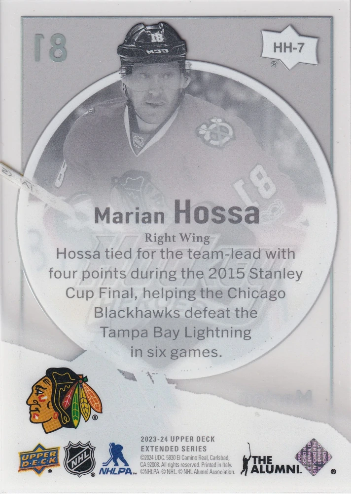2023-24 UD Extended Series - Marián Hossa - Hockey Heroes #HH-7