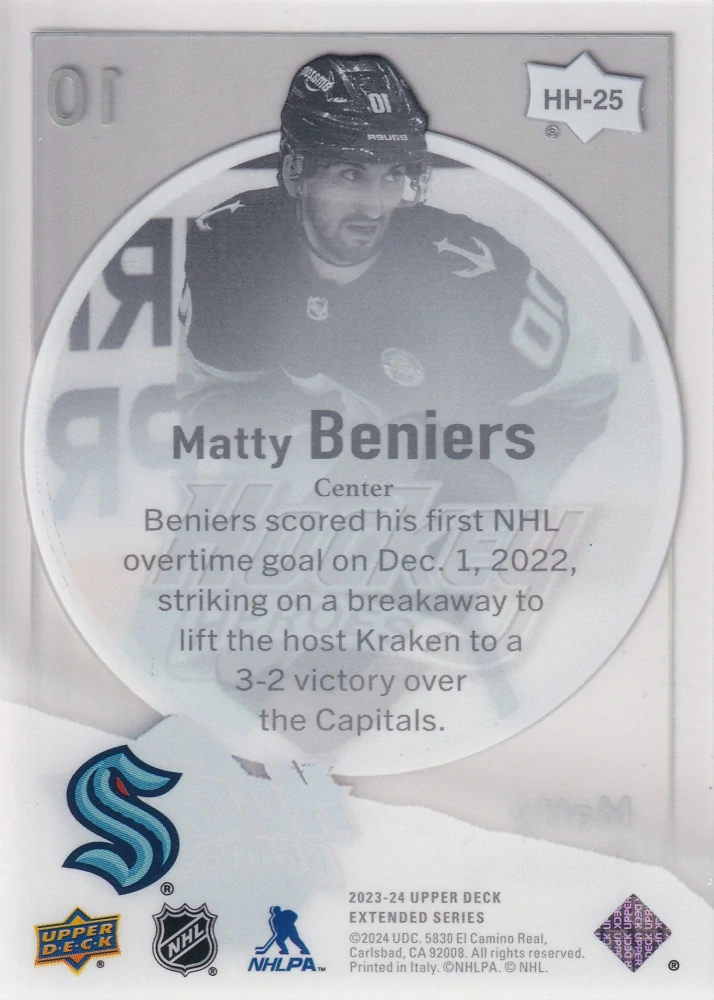 2023-24 UD Extended Series - Matty Beniers - Hockey Heroes #HH-25