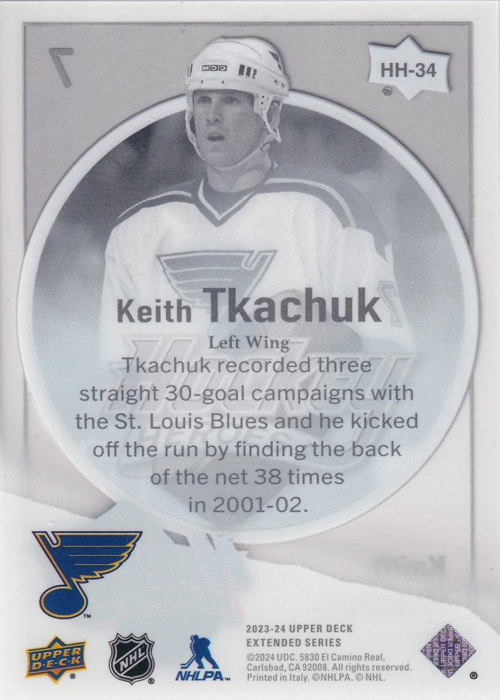 2023-24 UD Extended Series - Keith Tkachuk - Hockey Heroes #HH-34