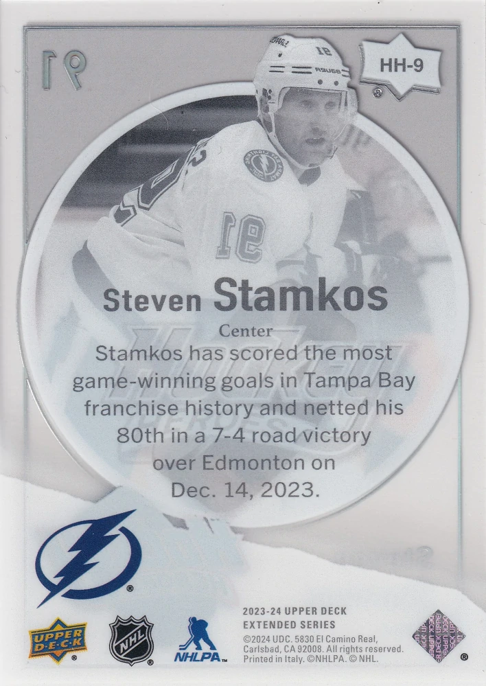 2023-24 UD Extended Series - Steven Stamkos - Hockey Heroes #HH-9