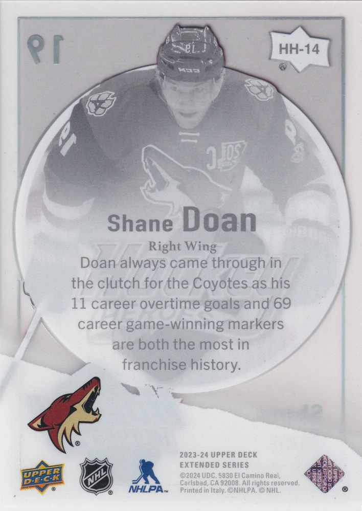 2023-24 UD Extended Series - Shane Doan - Hockey Heroes #HH-14
