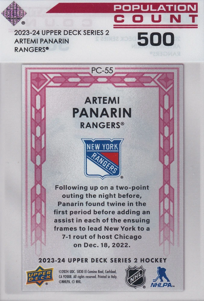 2023-24 UD Series 2 - Artemi Panarin - Population Count 500 #PC-55