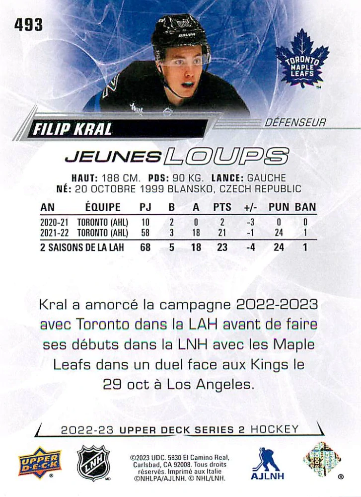 2022-23 UD Series 2 - Filip Král - Young Guns French #493