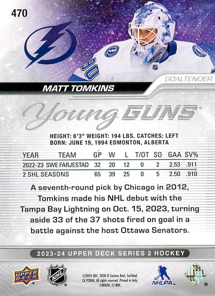 2023-24 UD Series 2 - Matt Tomkins - Young Guns #470