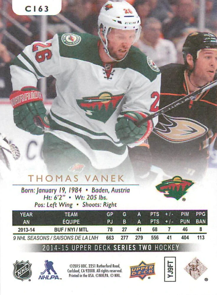 2014-15 UD Series 2 - Thomas Vanek - Canvas #C163