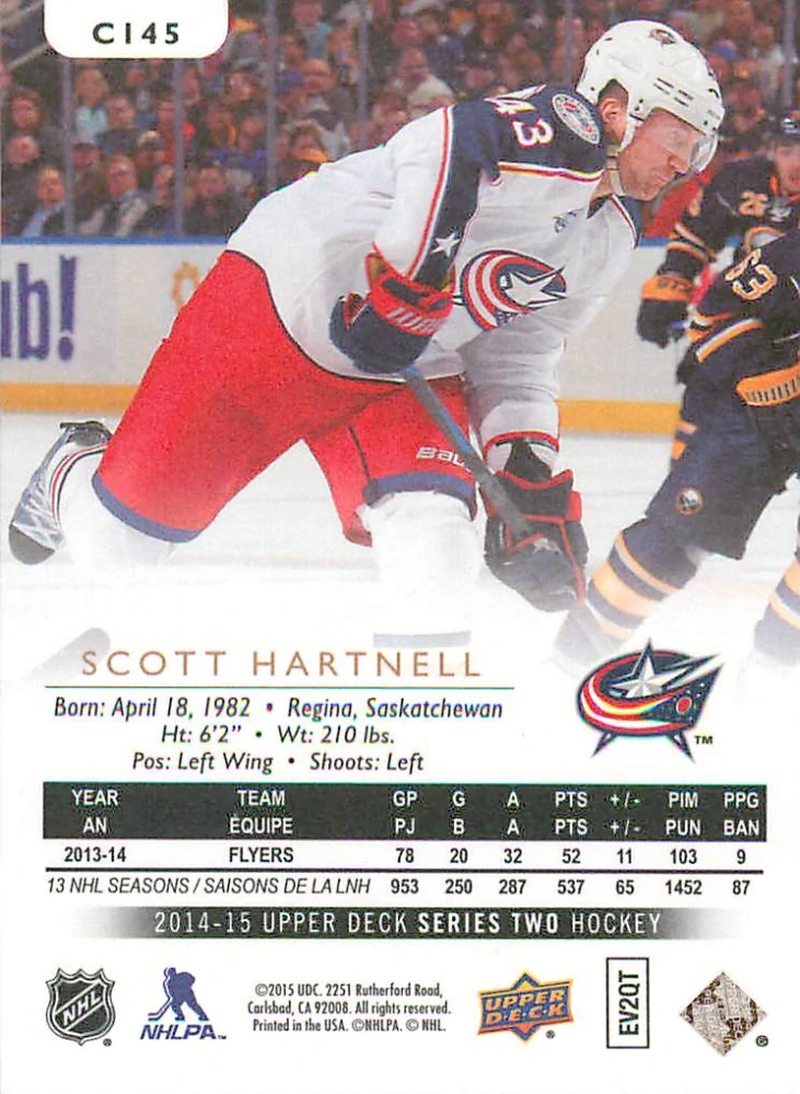 2014-15 UD Series 2 - Scott Hartnell - Canvas #C145