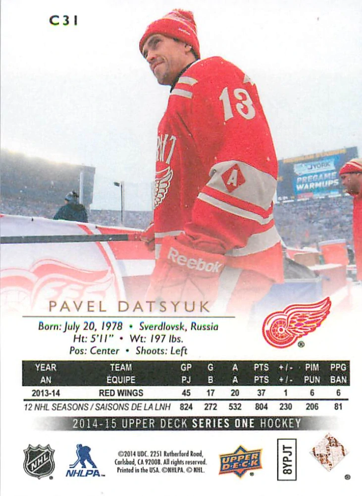 2014-15 UD Series 1 - Pavel Datsyuk - Canvas #C31
