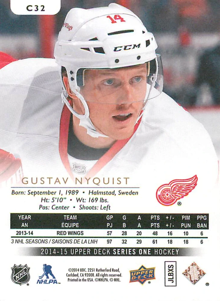 2014-15 UD Series 1 - Gustav Nyquist - Canvas #C32