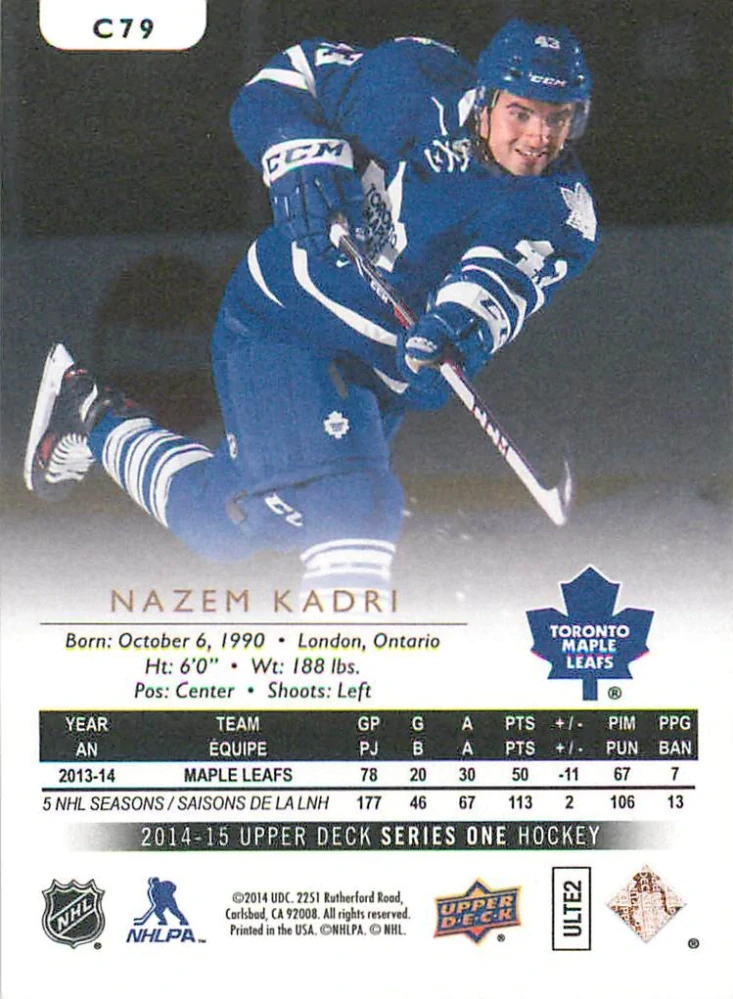 2014-15 UD Series 1 - Nazem Kadri - Canvas #C79