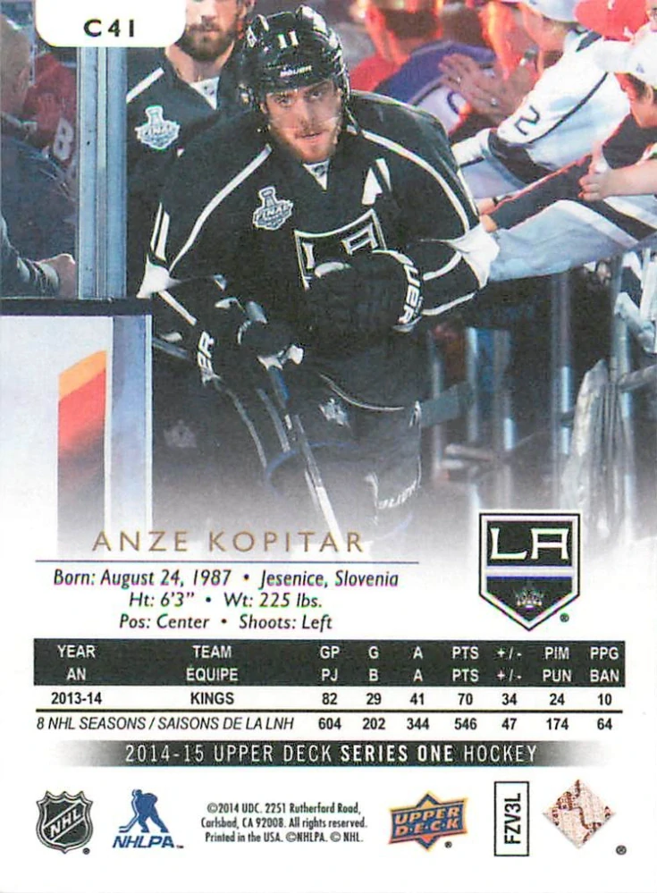 2014-15 UD Series 1 - Anze Kopitar - Canvas #C41