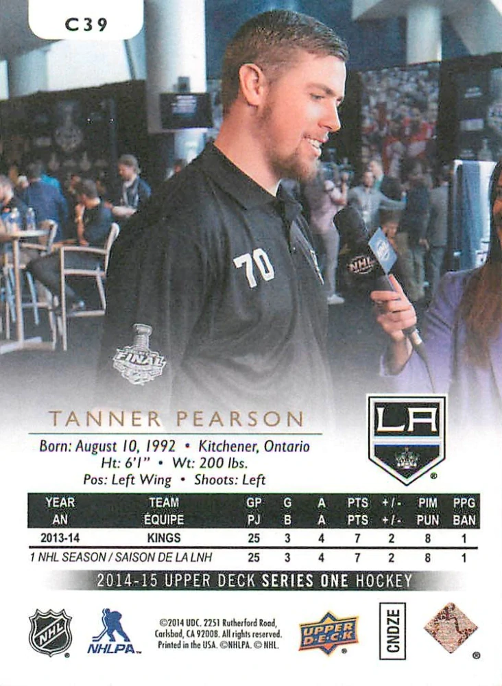 2014-15 UD Series 1 - Tanner Pearson - Canvas #C39