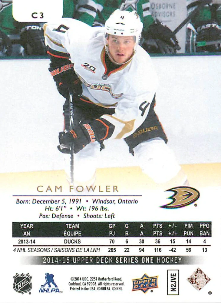 2014-15 UD Series 1 - Cam Fowler - Canvas #C3