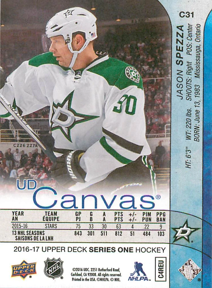 2016-17 UD Series 1 - Jason Spezza - Canvas #C31