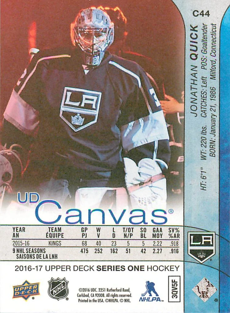 2016-17 UD Series 1 - Jonathan Quick - Canvas #C44