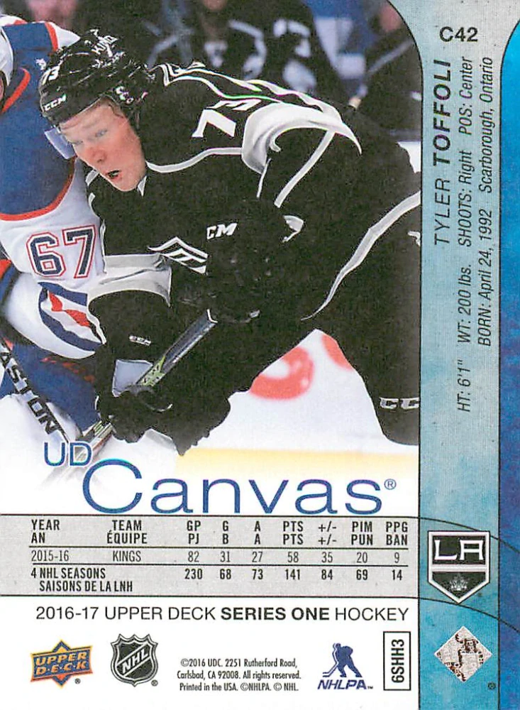 2016-17 UD Series 1 - Tyler Toffoli - Canvas #C42