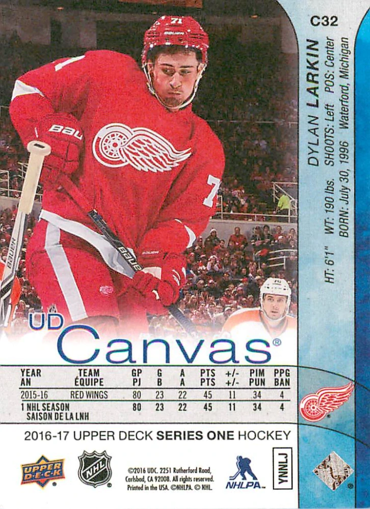 2016-17 UD Series 1 - Dylan Larkin - Canvas #C32